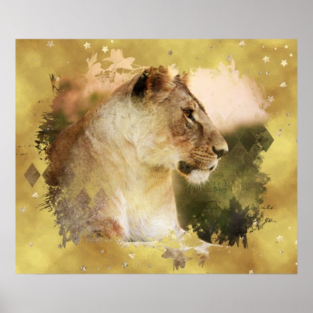 *~* Celestial Golden Art AP23 Artistic LIONESS  Poster (Front)