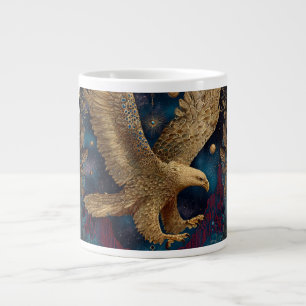 Celestial golden eagle art large coffee mug