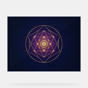 Celestial Golden Mandala — Balance in the Infinite Acrylic Sign