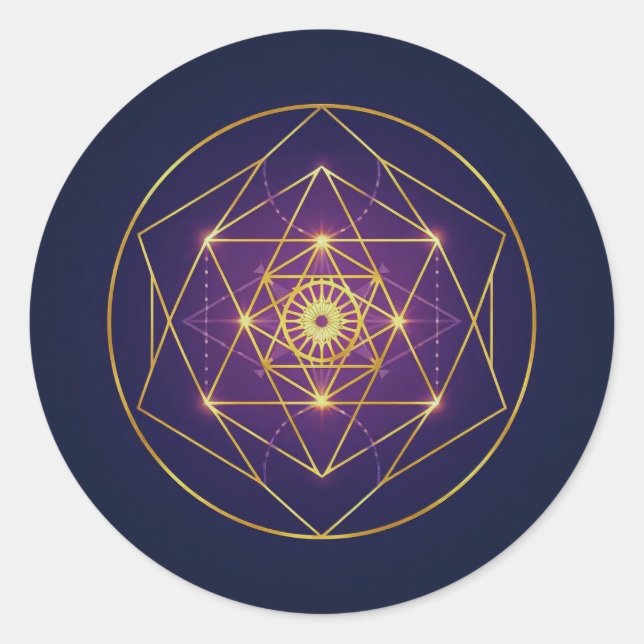 Celestial Golden Mandala — Balance in the Infinite Classic Round Sticker (Front)