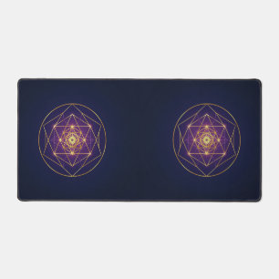 Celestial Golden Mandala — Balance in the Infinite Desk Mat