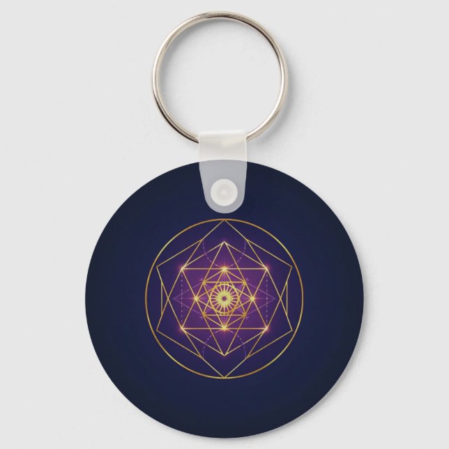 Celestial Golden Mandala — Balance in the Infinite Key Ring (Front)