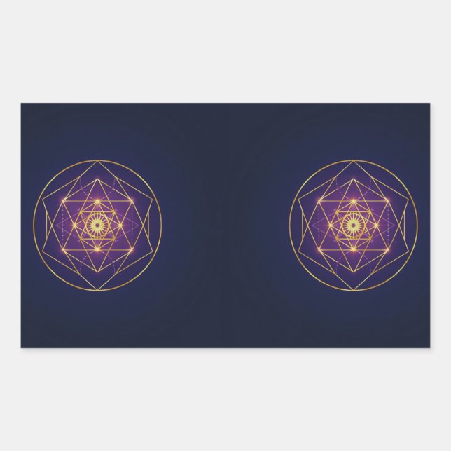 Celestial Golden Mandala — Balance in the Infinite Rectangular Sticker (Front)