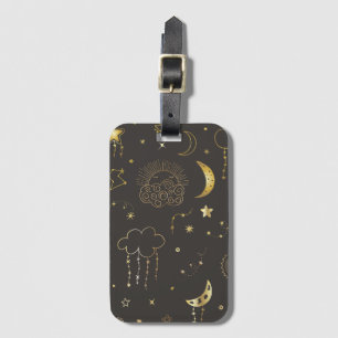 Celestial Golden Stars, Moon & Constellations Luggage Tag