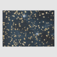 Celestial Golden Stars on Navy Galaxy Background