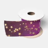 Celestial Golden Stars on Pink Galaxy Background