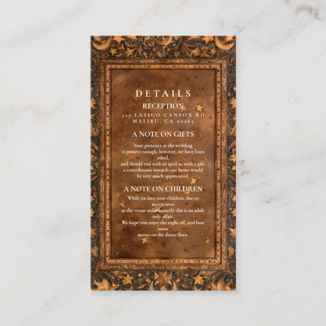 Celestial Gothic Baroque Wedding Enclosure Card (Front)