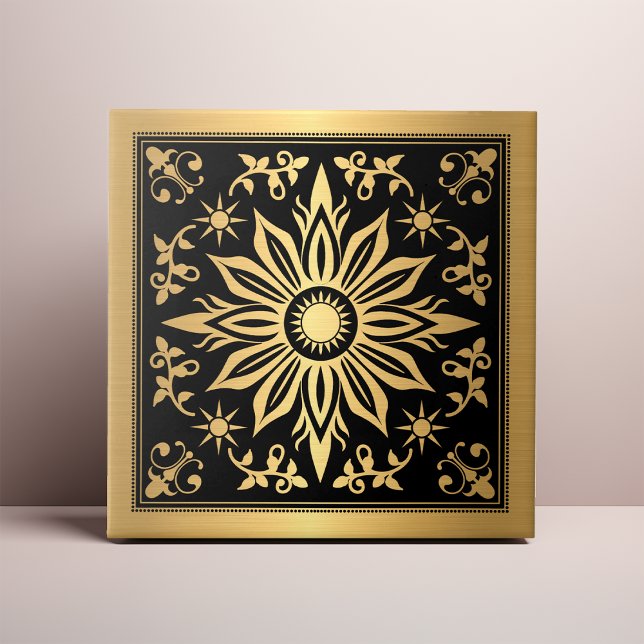 Celestial Gothic Black an Gold Solar Ceramic Tile (Creator Uploaded)