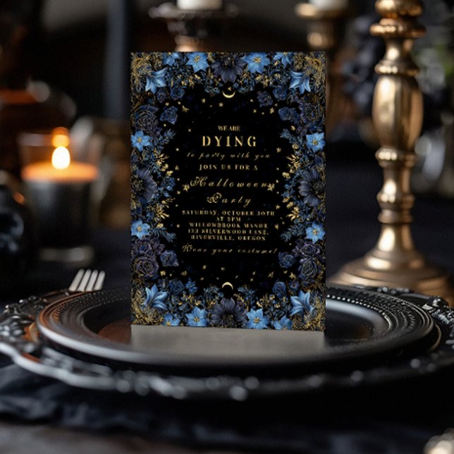 Celestial Gothic Gold and Sapphire Party Invitation (Creator Uploaded)