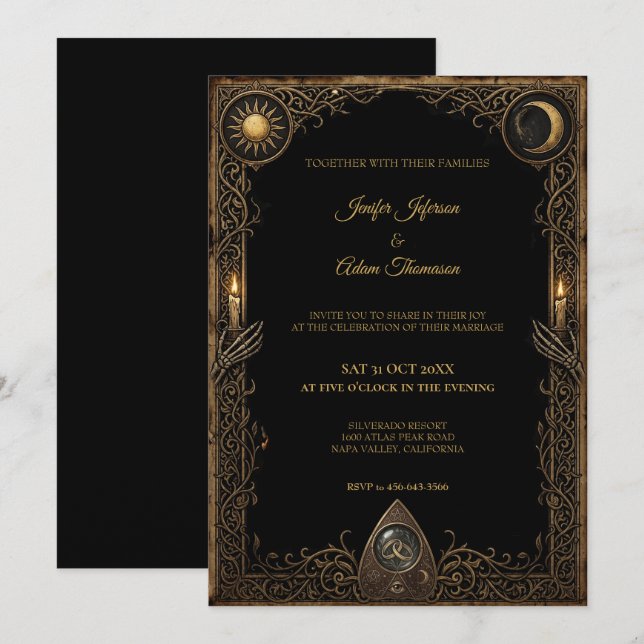Celestial Gothic Halloween Wedding Invitation (Front/Back)