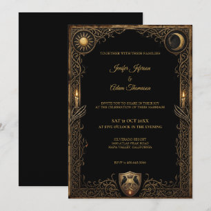 Celestial Gothic Halloween Wedding Invitation