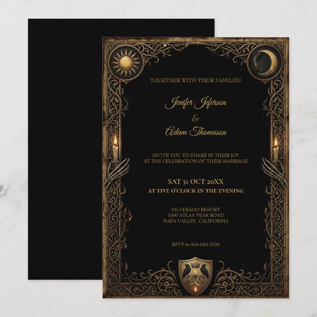 Celestial Gothic Halloween Wedding Invitation (Front/Back)