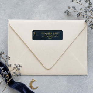 Celestial Gothic Midnight Blue Gold Return Address Label