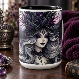 Celestial Gothic Witch Purple Moon Fantasy Mug