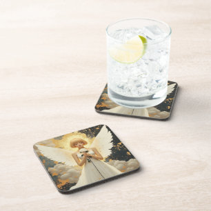 Celestial Grace Pretty Angel and Rose Coaster
