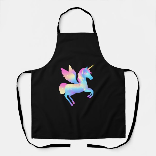 Celestial Grace The Enchanted Cute Unicorn Long Sl Apron (Front)