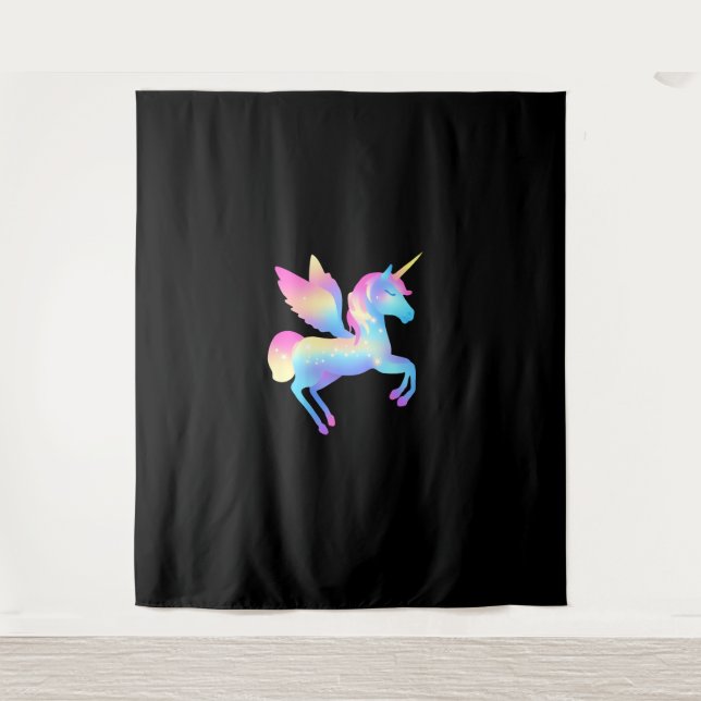 Celestial Grace The Enchanted Cute Unicorn Long Sl Tapestry (Front)