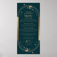 Celestial Green Gold Sun Moon Stars 30th Birthday