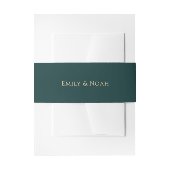 Celestial Green Gold Sun Moon Stars Wedding  Invitation Belly Band (Front Example)