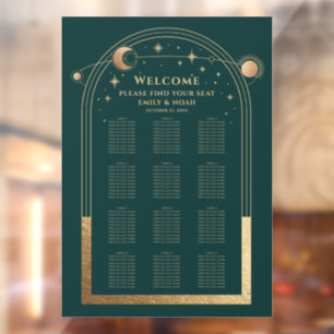 Celestial Green Gold Wedding Seating Chart