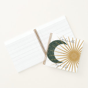 Celestial Green Yellow Sun Moon Mandala Yoga  Notebook