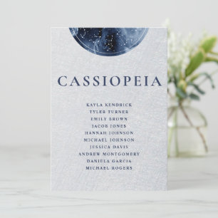 Celestial Grey Blue Seating Plan Cards Guest Names