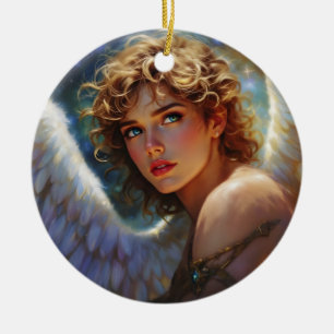 Celestial Guardian – Angel of the Stars Ceramic Ornament