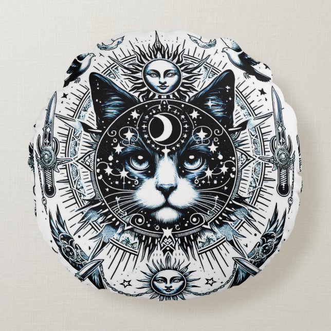 "Celestial Guardian" Round Pillow (Front)