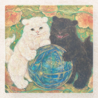 Celestial Guardians: Cosmic Harmony Glass Coaster