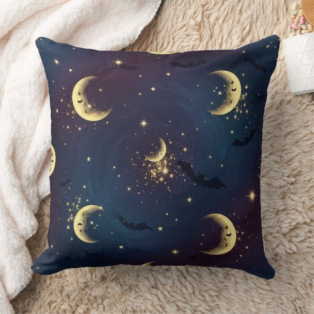 Celestial Halloween Night Bokeh - Mystical Moon Cushion (Blanket)