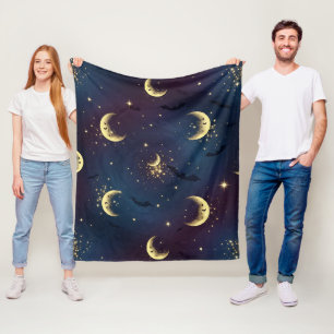 Celestial Halloween Night Bokeh - Mystical Moon Fleece Blanket