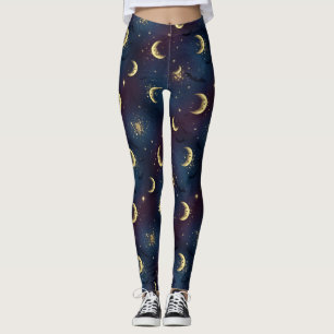 Celestial Halloween Night Bokeh - Mystical Moon Leggings