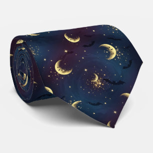 Celestial Halloween Night Bokeh - Mystical Moon Tie