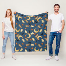 Celestial Halloween Witchy Moon Fleece Blanket