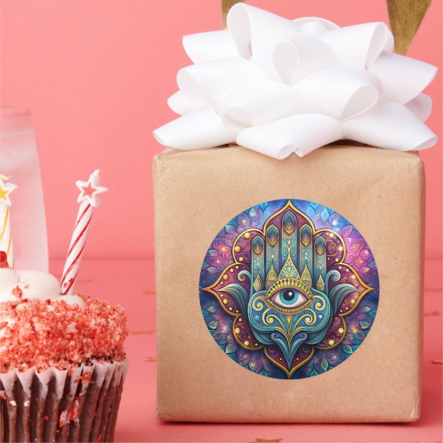 Celestial Hamsa  Classic Round Sticker (Party)