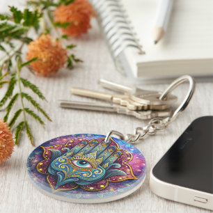 Celestial Hamsa Key Ring