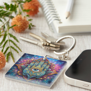 Celestial Hamsa Key Ring