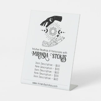 Celestial Hands Sun Moon Tarot Reader Price List Pedestal Sign