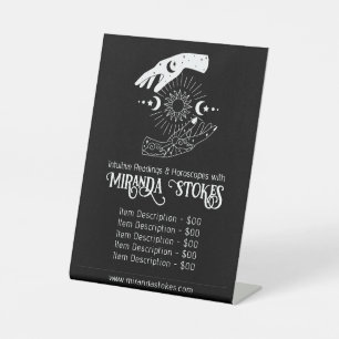 Celestial Hands Sun Moon Tarot Reader Price List Pedestal Sign