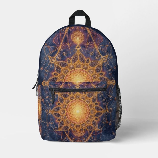 Celestial Harmony – Portal of the Sacred Light Printed Backpack (Front)
