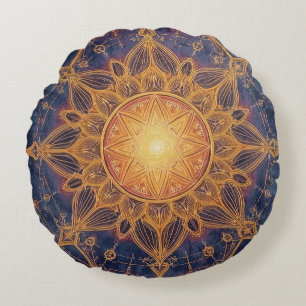 Celestial Harmony – Portal of the Sacred Light Round Cushion
