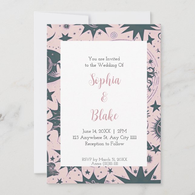 Celestial Harmony Wedding Invitation (Front)