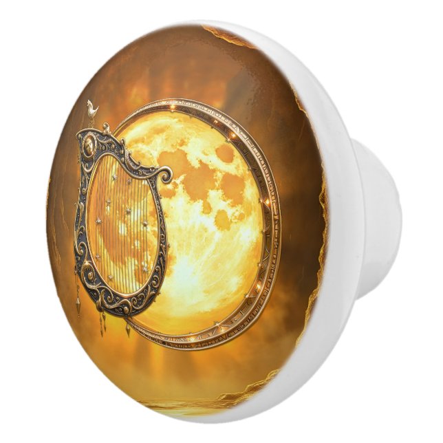 Celestial Harp of the Golden Moon.  Ceramic Knob (Right)