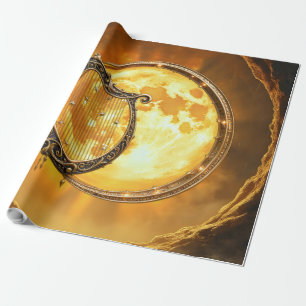 Celestial Harp of the Golden Moon Wrapping Paper