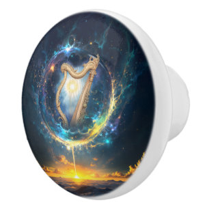 Celestial Harp of the Moonbound Skies.  Ceramic Knob