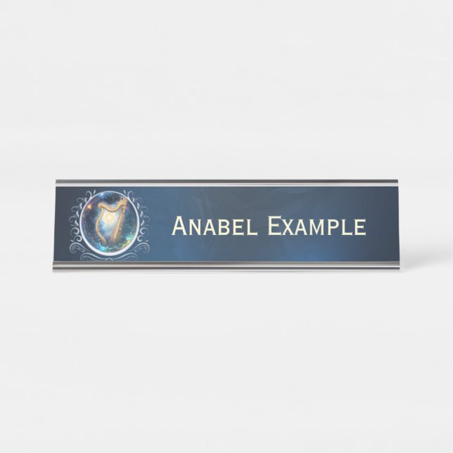 Celestial Harp of the Moonbound Skies Desk Name Plate (Front)