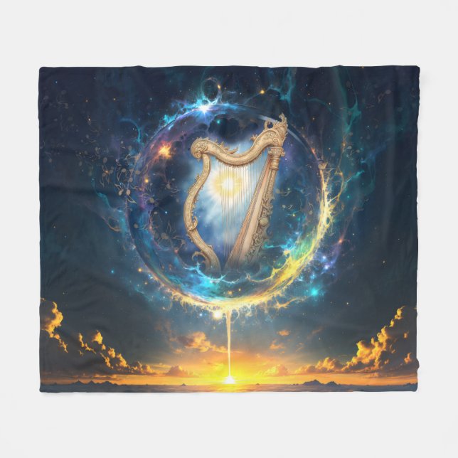 Celestial Harp of the Moonbound Skies.  Fleece Blanket (Front (Horizontal))