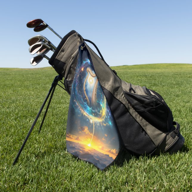Celestial Harp of the Moonbound Skies.  Golf Towel (Green)