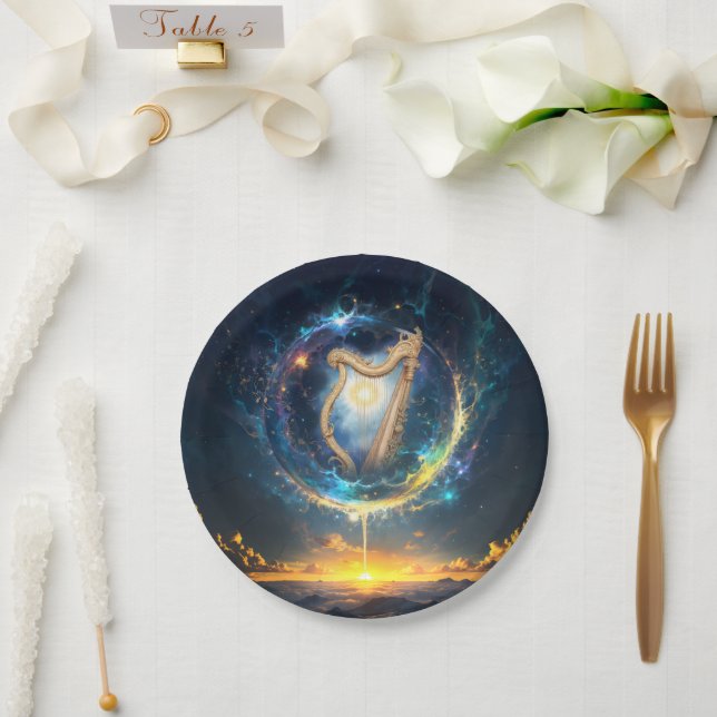 Celestial Harp of the Moonbound Skies.  Paper Plate (Wedding)