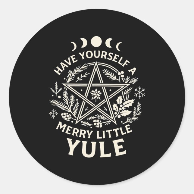 Celestial Have Yourself A Merry Little Solstice Yu Classic Round Sticker (Front)
